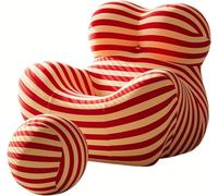 Silla moderna de color rojo con otomana, cómoda silla de descanso con reposapiés, sillón de barril para sala de estar, dormitorio, sala de lectura, 30 x 28 pulgadas
