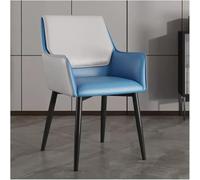 Silla moderna de cuero con brazos, cómoda silla auxiliar para comedor y sala de estar, elegante silla de escritorio con patas de metal resistentes, piel contemporánea para el hogar (estilo 4)