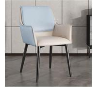 Silla moderna de cuero con brazos para sala de estar, cómoda silla de escritorio lateral, patas de metal, piel contemporánea para decoración del hogar