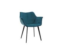 Silla moderna en terciopelo azul petróleo y patas metal negro VOLO