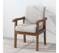 Silla moderna tapizada de mediados de siglo con brazos, silla de comedor de madera para sala de estar, dormitorio, mesa pequeña de oficina, sillón Loun (color marrón, talla única)