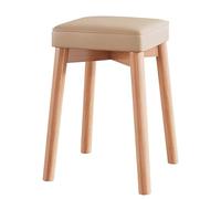 Silla moderna y cómoda para espacios pequeños, silla de tocador de madera maciza, fácil de instalar, taburete de comedor, color natural y caqui, ideal para salón y vestidor