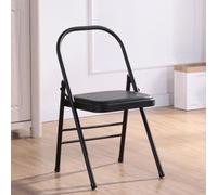 Silla multiusos para yoga - Silla de fitness plegable de metal para yoga y ejercicio, portátil y ajustable, 45 x 47 x 80 cm, equipo de apoyo de yoga negro