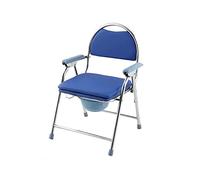 Silla orinal plegable Silla con WC Silla de alojamiento plegable portátil, silla de baño de baño con respaldo, reposabrazos, silla de ducha ajustable en altura, aseo de camping Silla inodoro para minu