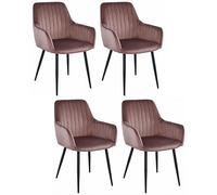 Silla OSILO Rosa, tapizada en Terciopelo con Patas de Metal, para Sala de Estar, Comedor, Dormitorio, 4 Piezas, Dimensiones 55x84x46 cm, Carga hasta 110 kg