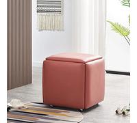 Silla otomana anidable, taburetes apilables 5 en 1 con ruedas, reposapiés versátil para sala de estar y comedor