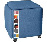 Silla otomana apilable 5 en 1 con forma de cubo, versátil reposapiés con ruedas, elegante puf ideal para sala de estar, dormitorio y entrada