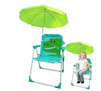 Silla Para Acampar Para Niños - Silla De Playa Para Niños Con Paraguas | Asiento De Are-na Resistente Al Viento Plegable Con Sombrilla Portátiles Para Campamento De Jardín Al Aire Libre (Verde)