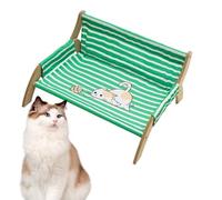 Silla para gatos, hamaca para gatitos, asiento de tela a rayas transpirable, salón elevado para mascotas, 1 pieza, ideal para hogares de varios gatos, sala de estar, dormitorio, balcón, 53,5 x 46 x 28