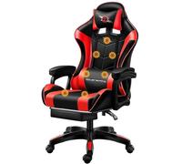 Silla para juegos 813 con masaje de 7 puntos y reposapiés (negro/rojo)