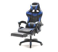 Silla para juegos Cyclone con reposapiés - silla de oficina - silla de juego de carreras - azul negro