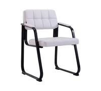 CLP Silla Visitante Canada B - Asiento y respaldo acolchado con revestimiento de piel sintética - Silla de cocina con apoyabrazos - Base de meta, color: blanco