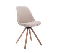 CLP Silla De Visita Troyes Rund Tapizada En Tela I Silla De Salón Comedor Giratoria & con Base De Madera I Butaca De Salón Nórdica I Color:, Color:Crema, Color del Marco:Natura