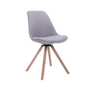 CLP Silla De Visita Troyes Rund Tapizada En Tela I Silla De Salón Comedor Giratoria & con Base De Madera I Butaca De Salón Nórdica I Color:, Color:Gris, Color del Marco:Natura