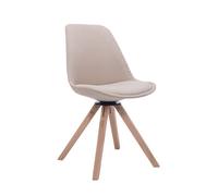 CLP Silla De Salón Troyes Square Tapizada En Tela & con Base De Madera I Silla De Comedor Giratoria & En Estilo Nórdico, Color:Crema, Color del Marco:Natura