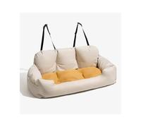 Silla Perro Coche Gatos Perros Transportador Perros Grande Algodón Grueso Mejorado Coche Viaje Perros Cubierta Asiento Hamaca Plegable Bolsa Portamascotas Cama Perro Coche(Beige,95X42X37cm)