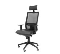 Horna Silla y Respaldo alto de malla transpirable con cabecero y asiento tapizado en piel color negro (CON CABECERO INCLUIDO)