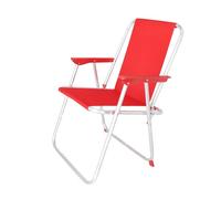 Silla playa metálica plegable de color rojo, 44x44x74 cm