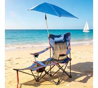 Silla Playa Plegable - Agujero Acolchado Cabeza y Brazos, 2 Posiciones - Parasol Ajustable UPF 50+, Ideal para Parque, jardín y Viajes al Aire Libre(Blue)