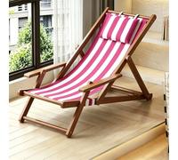 Silla Playa Plegable - Agujero Acolchado Cabeza y Brazos, Silla Reclinable de Madera Maciza con Cojín para Niños, Idea de Regalo al Aire Libre a Partir de 3 años(Red2)