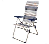 Silla Playa Plegable Alta 5 Posiciones, 47x67x110 Cm, Azul y Gris