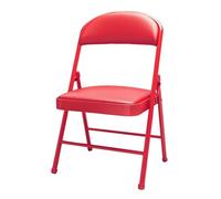 Silla plegable acolchada con respaldo de acero que soporta hasta 440 libras, no requiere montaje, ideal para uso doméstico, portátil y cómoda (rojo)