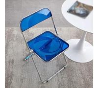 GODARM Silla Plegable Acrílica Transparente de Lujo Moderna, Apilable Silla de Plástico Plegable Diseño Ergonómico Sencillo Soporte de Metal Galvanizado (Color : Blue)