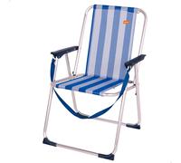 Silla Plegable Alta Aluminio y Textileno, 44x45x76 Cm, Azul y Blanco