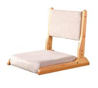 Silla plegable beige con respaldo, silla de mesa Kotatsu de madera maciza para sala de estar, ventana de bahía, 43 x 50 x 46 cm, diseño cómodo y ahorra espacio