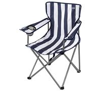 Silla Plegable Camping Aktive con Posavasos y Asa Bandolera, 64,5x49,5x82 Cm, Azul y Blanco