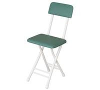 Silla plegable con asiento de cuero de microfibra, marco de acero al carbono, sin instalación, ahorra espacio, respaldo cómodo, diseño ancho para oficina y dormitorio (verde)