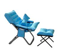 Silla plegable de altura ajustable con grandes bolsillos de almacenamiento, asiento moderno y cómodo para sala de estar, dormitorio, oficina, balcón, color azul oscuro, juego de 4