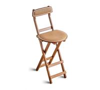 Silla Plegable de Bambú, 48/63/71cm Taburete Alto Plegable, con Asiento de Ratán y Respaldo Cómodo para Casa, Cocina, Comedor(Brown,25in/63cm)