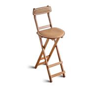 Silla Plegable de Bambú, 48/63/71cm Taburete Alto Plegable, con Asiento de Ratán y Respaldo Cómodo para Casa, Cocina, Comedor(Brown,28in/71cm)