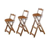 Silla plegable de bambú con respaldo bajo y reposapiés doble, taburete de 67 cm de altura para comedor, balcón y vestíbulo, elegante silla plegable marrón, diseño que ahorra espacio