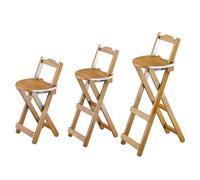 Silla plegable de bambú con respaldo bajo y reposapiés doble, taburete de 67 cm de altura para comedor, balcón y vestíbulo, elegante silla plegable marrón, diseño que ahorra espacio