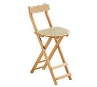Silla plegable de bambú con respaldo, silla de comedor de ratán que ahorra espacio, taburete alto portátil para cocina, capacidad de 220 libras, taburete de bar de madera de 36.2 pulgadas