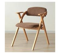 Silla plegable de cuero de mediados de siglo con brazos acolchados y respaldo de asiento acolchado, marco de madera marrón, ideal para sala de estar, cocina, oficina y estudio
