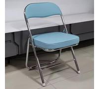 Silla plegable de cuero grueso portátil con acolchado resistente de alta densidad, diseño que ahorra espacio para uso doméstico (color: azul)