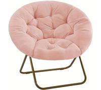 Silla plegable de gran tamaño para adultos, acogedora silla de descanso de piel sintética con asiento acolchado, silla de luna rosa para máxima comodidad