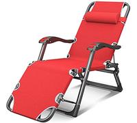 Silla plegable de gravedad cero para exteriores, ajustable con reposabrazos de masaje, cubierta reclinable, adecuada para adultos, oficina, almuerzo, cama, jardín, tumbona, color rojo, sin almohadilla