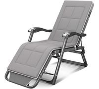 Silla plegable de gravedad cero para exteriores, ajustable con reposabrazos de masaje, cubierta reclinable, adecuada para adultos, oficina, almuerzo, cama, jardín, tumbona, gris, con almohadilla