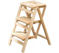 Silla plegable de madera con escalón, taburete de bambú multifuncional para almacenamiento y decoración, diseño que ahorra espacio para biblioteca, estantería y soporte para plantas