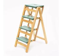 Silla plegable de madera con escalón, taburete de bambú multifuncional para almacenamiento y decoración, diseño que ahorra espacio para biblioteca, estantería y soporte para plantas