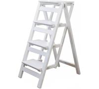 Silla plegable de madera con escalón, taburete de bambú multifuncional para almacenamiento y decoración, diseño que ahorra espacio para biblioteca, estantería y soporte para plantas