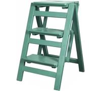 Silla plegable de madera con escalón, taburete de bambú multifuncional para almacenamiento y decoración, diseño que ahorra espacio para biblioteca, estantería y soporte para plantas