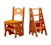 Silla plegable de madera de pino, taburete convertible de madera maciza de pino de 4 peldaños, escalera plegable que ahorra espacio, resistente, capacidad de 180 kg, para el hogar, la cocina y el