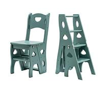 Silla plegable de madera de pino, taburete convertible de madera maciza de pino de 4 peldaños, escalera plegable que ahorra espacio, resistente, capacidad de 180 kg, para el hogar, la cocina y el