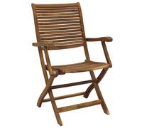 SILLÓN PLEGABLE CON REPOSABRAZOS EXTERIOR JARDÍN PLAYA CAMPING MADERA MARRÓN