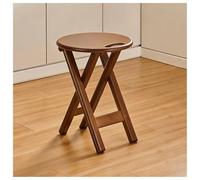 Silla plegable de madera maciza con asas, asiento redondo ancho, taburete plegable portátil, soporte de carga resistente, diseño que ahorra espacio, 5 cm de grosor para un fácil almacenamiento